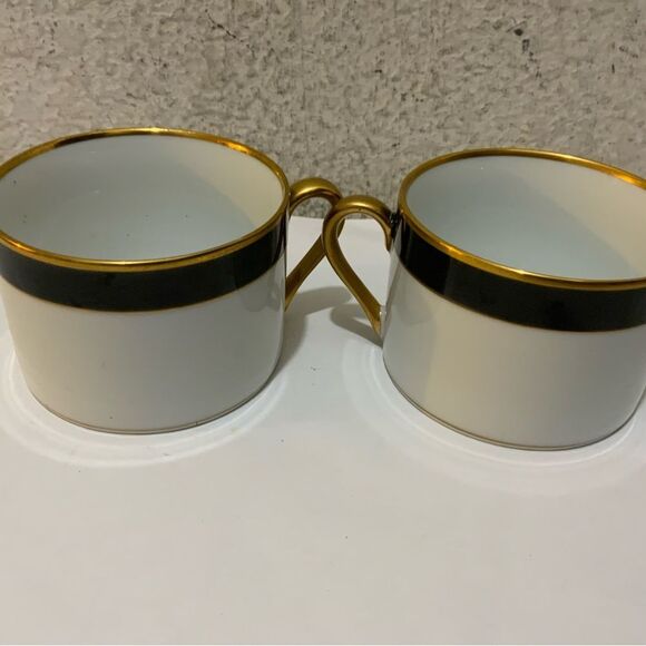 New  set of 2 Fitz & Floyd Renaissance Black Gold   Cup - Picture 2 of 4